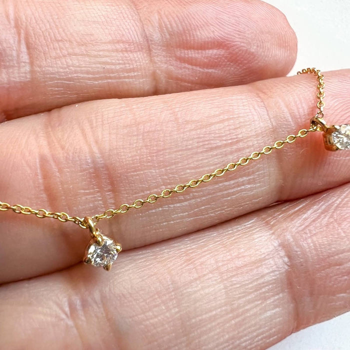 Diamond Dangle Trio Necklace in 14K Yellow Gold