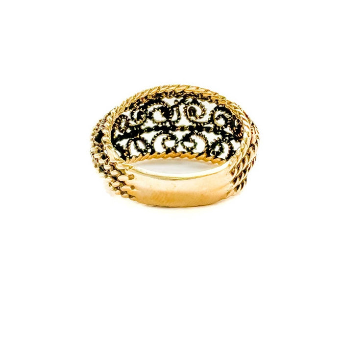 14K Yellow Gold Rustic Openwork Dome Vintage Ring