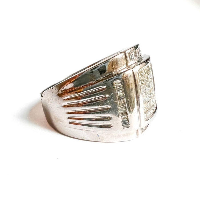 14k White Gold Baguette Diamond Men's Ring 2.50ctw