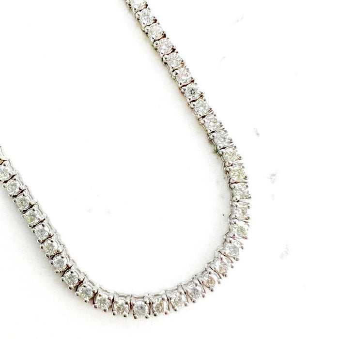 Four Prong Diamond Tennis Necklace 14K Gold