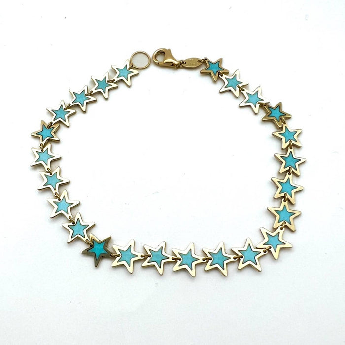 Inlay Star Bracelet 14K Yellow Gold