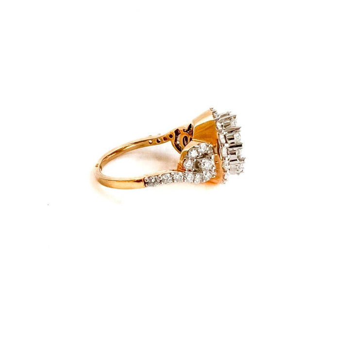 Diamond Illusion Engagement Ring Round 14K Yellow Gold