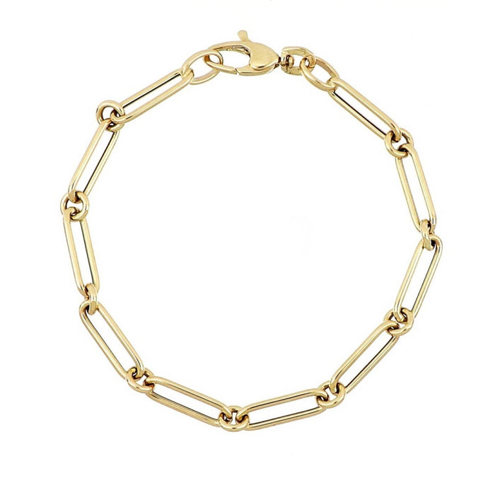 14K Yellow Gold Alternating Links Bracelet