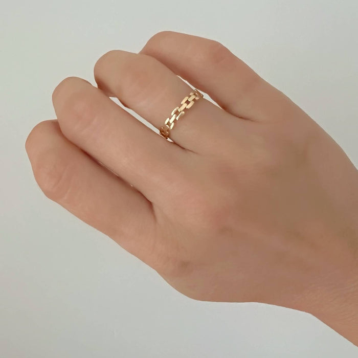 14K Solid Gold Chain Link Ring