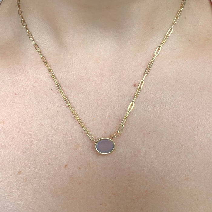 14K Yellow Gold Chalcedony Necklace