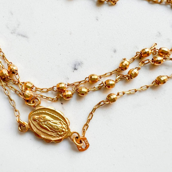 10K Yellow Gold Vintage Rosary Necklace