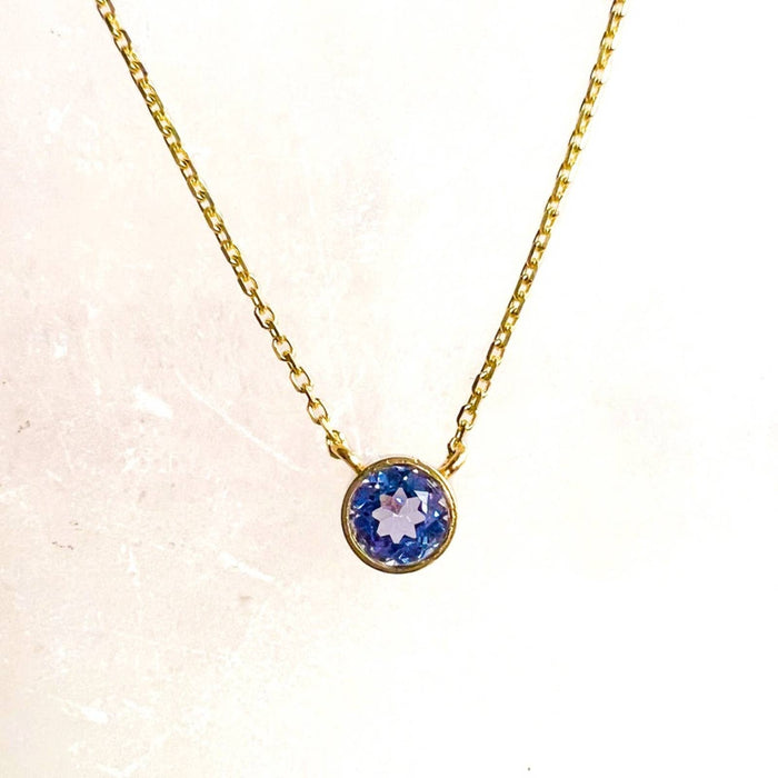 Tanzanite Solitaire Necklace 14k Yellow Gold