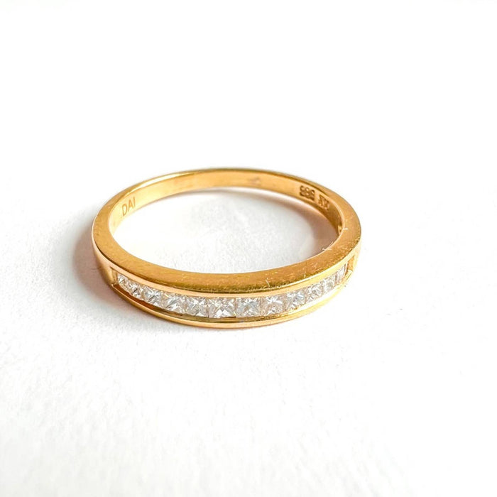 Princess Cut Diamond Wedding Band 14K Yellow Gold