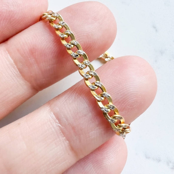 Diamond Cut Curb Link Bracelet in 14K Gold