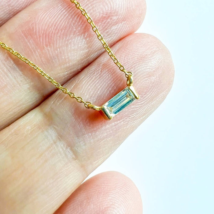 Baguette Diamond Necklace 14K Yellow Gold