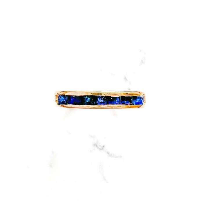 14k Yellow Gold Blue Sapphire Vintage Band Ring