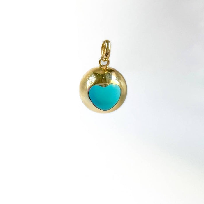 14K Yellow Gold Inlay Solid Ball Charm Pendant