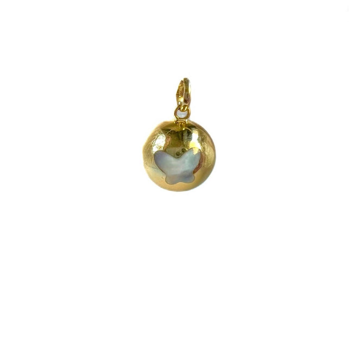 14K Yellow Gold Inlay Solid Ball Charm Pendant