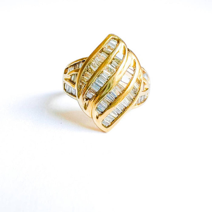 14K Yellow Gold Baguette Diamond Vintage Ring