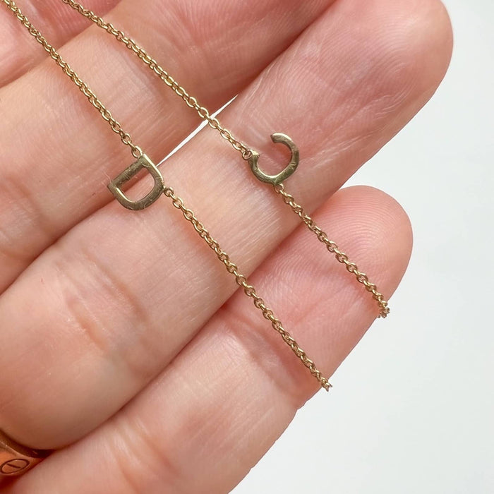 14K Yellow Gold Initial Necklace.