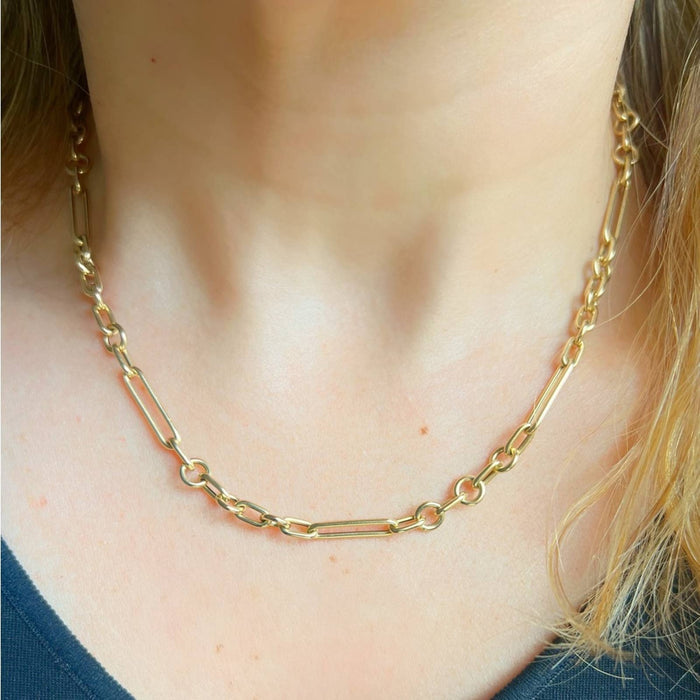 Alternating Links Necklace 14K Yellow Gold