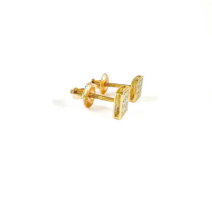 Diamond Micro-Pavé Square Stud Earrings 14K Gold