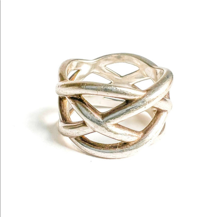 TIFFANY & CO. Braided Crisscross Ring 925 Sterling Silver