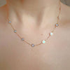 mother of pearl disc station necklace 14k gold 