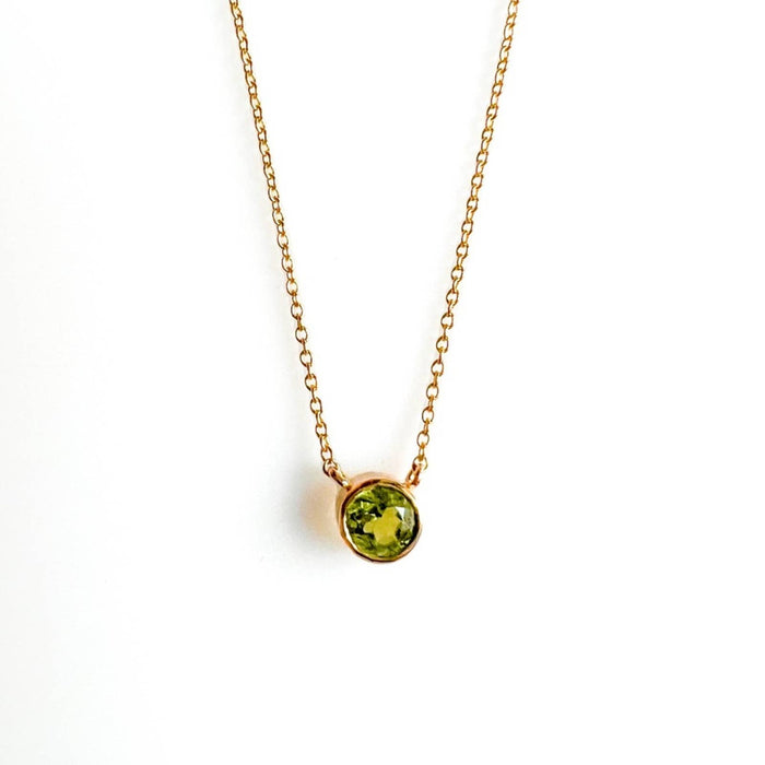 14K Yellow Gold Peridot Solitaire Necklace