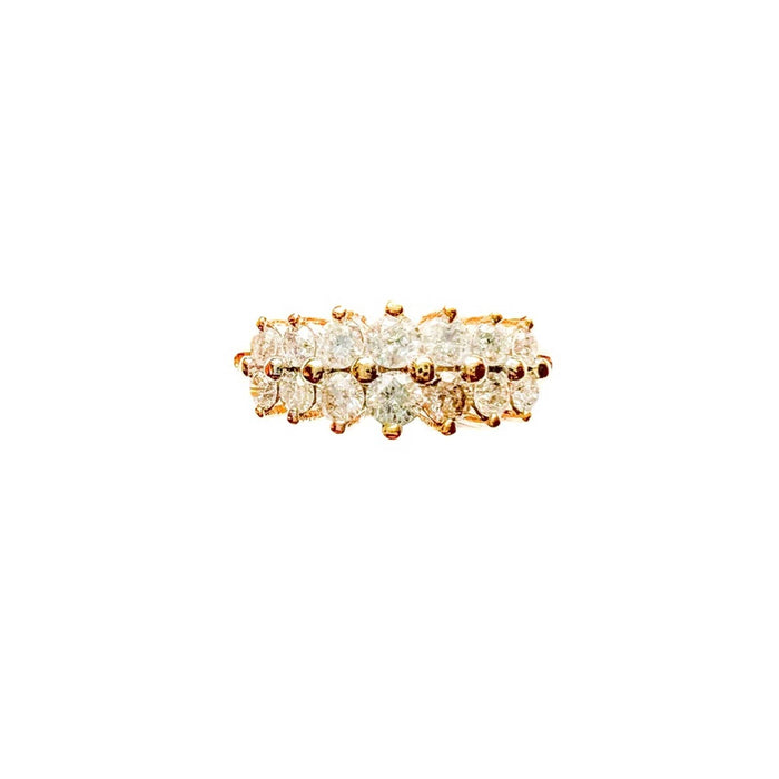 Vintage Two Row Diamond Ring 10K Yellow Gold