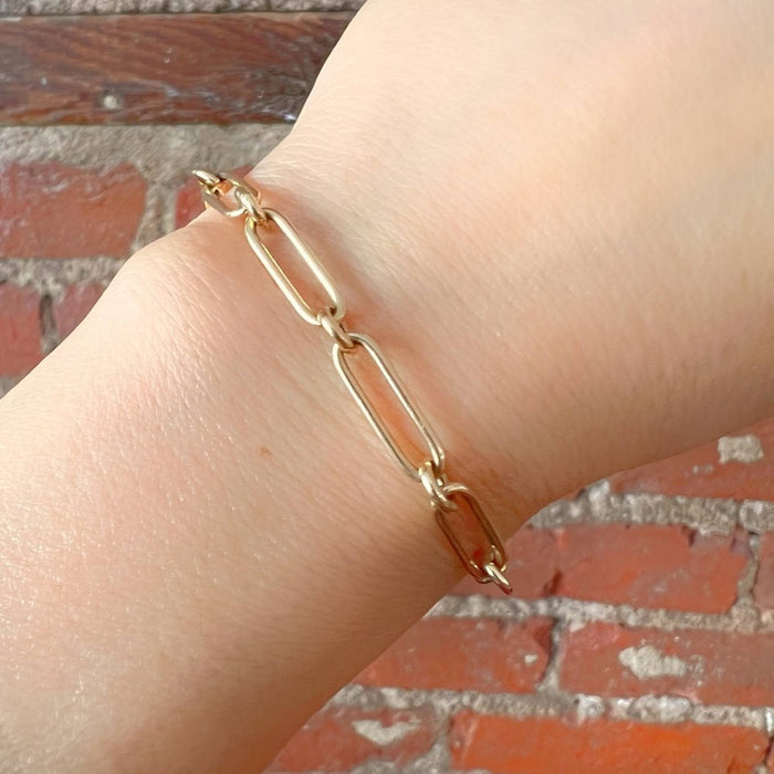 14K Yellow Gold Alternating Links Bracelet