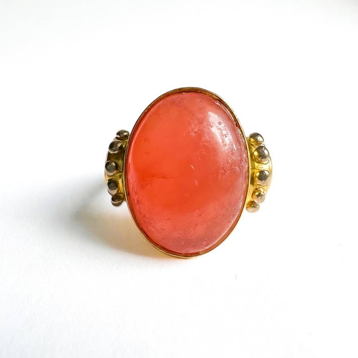 Vintage Retro 18k Gold Carnelian Ring