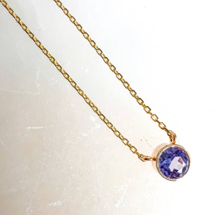 Tanzanite Solitaire Necklace 14k Yellow Gold