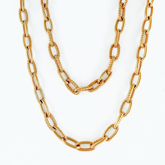 14K Italian Yellow Gold Interlocking Paperclip Necklace