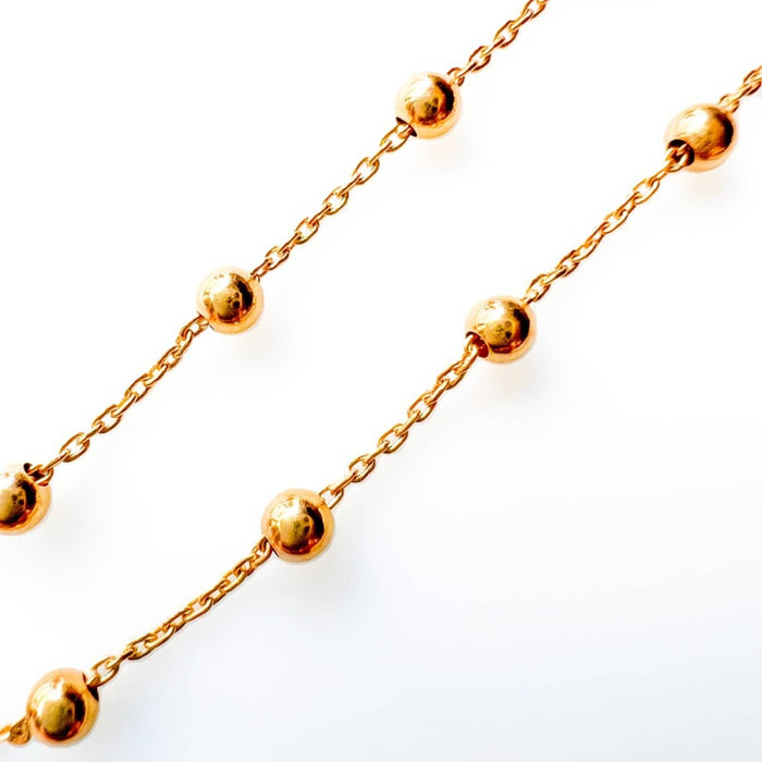 14k Yellow Gold Beaded Station Chain Bracelet