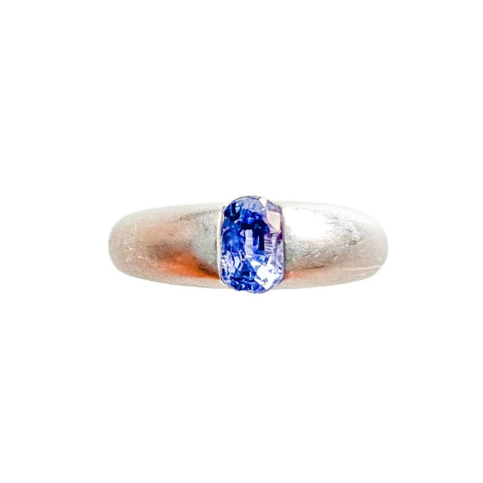 18k White Gold Sapphire Matte Gypsy Ring