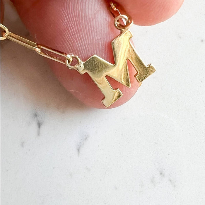 14K Yellow Gold Initial Paperclip Necklace