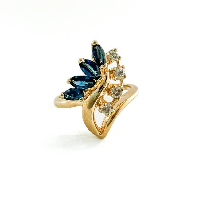 	14k gold marquise sapphire ring