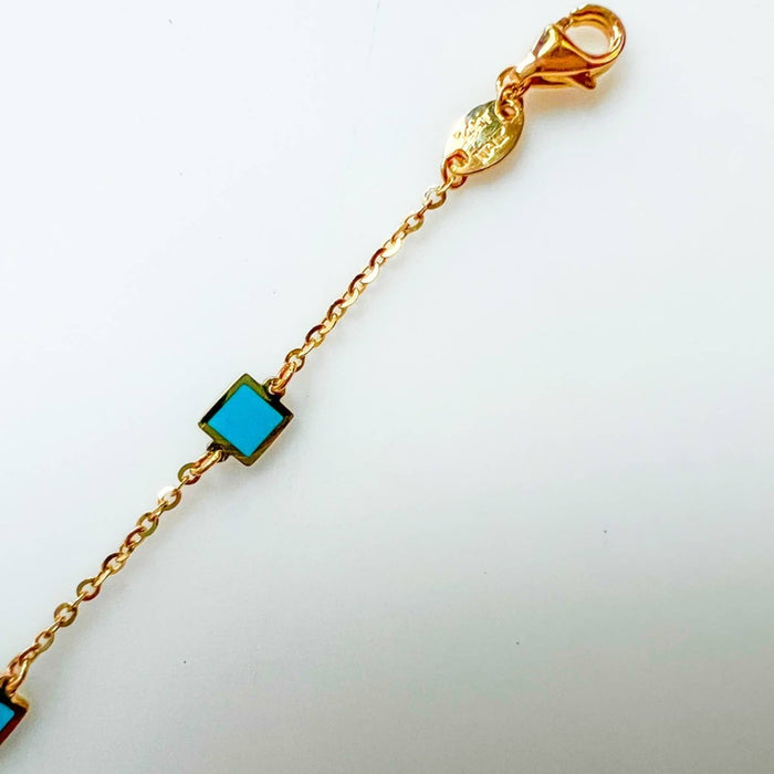 14K Yellow Gold Turquoise Station Bracelet