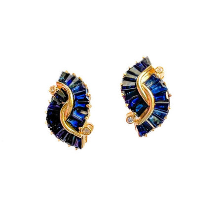 baguette sapphire diamond earrings