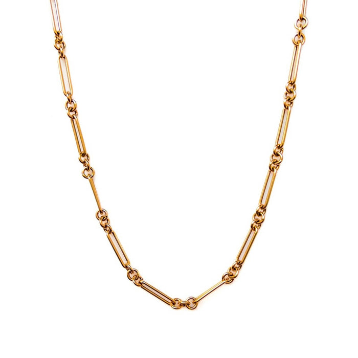 14K Yellow Gold Alternating Links Necklace