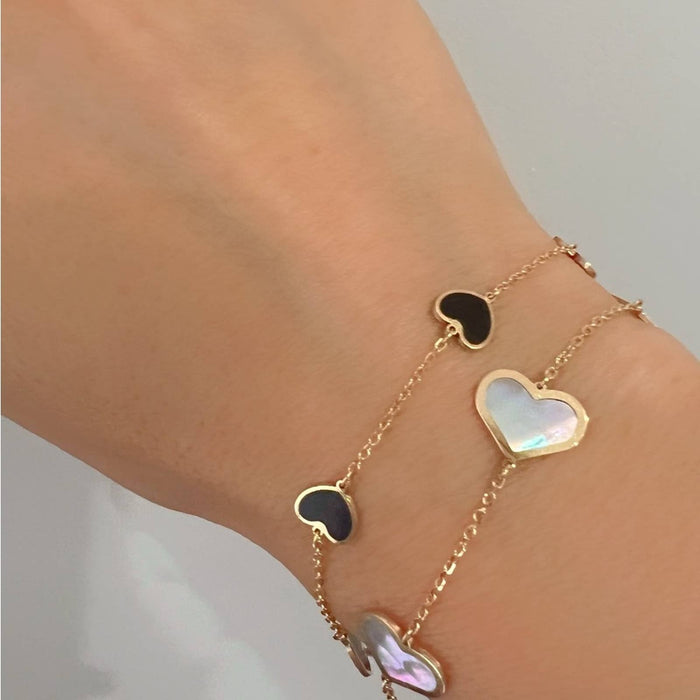 Station Heart Bracelet 14 Yellow Gold