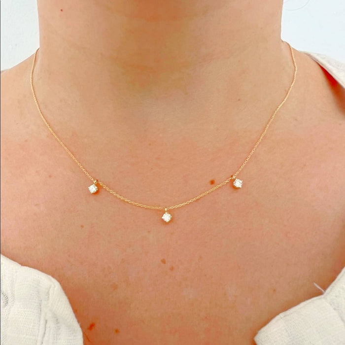 Diamond Dangle Trio Necklace in 14K Yellow Gold