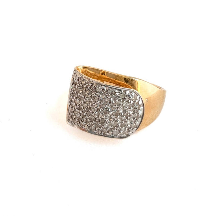 14K Yellow Gold Diamond Asymmetrical Cocktail Ring