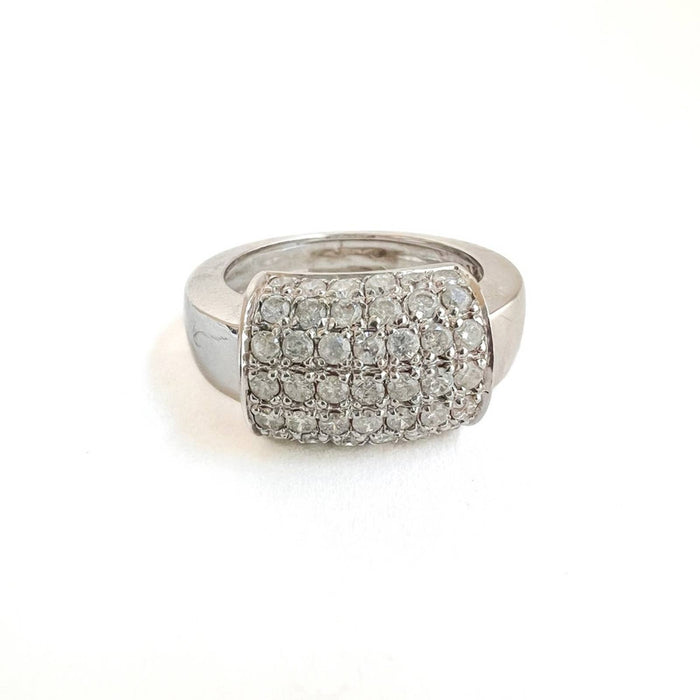 Diamond Dome Puffed Band 14K White Gold