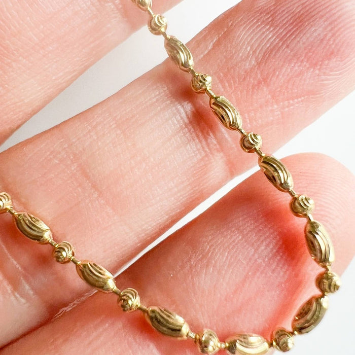 Diamond-Cut Alternative Bead Chain Necklace in 14K Gold