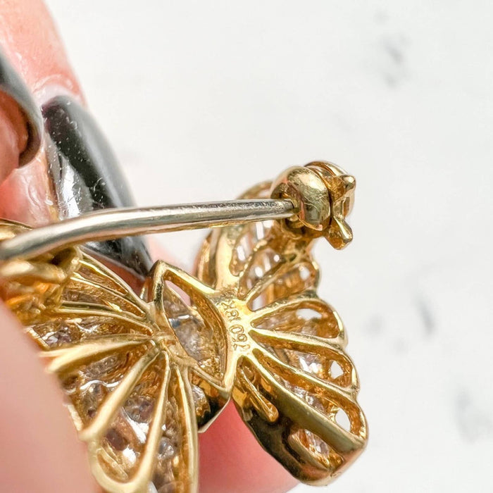 Vintage 18K Yellow Gold Diamond Butterfly Pin Brooch