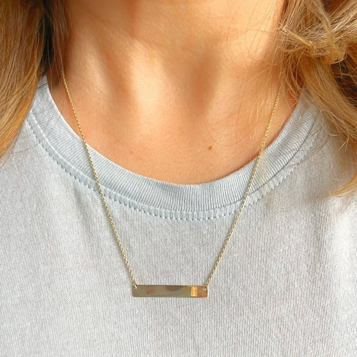 14K Yellow Gold Engravable  Bar Necklace