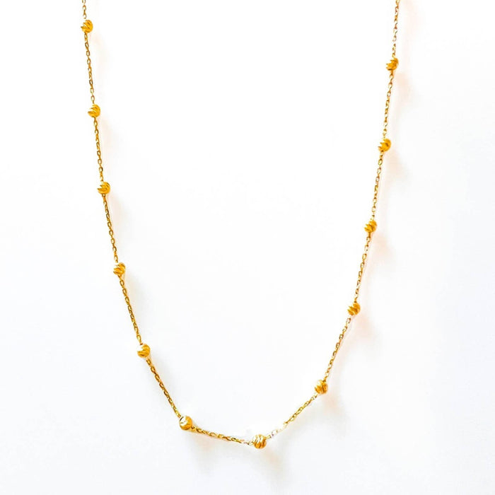 14K Yellow Gold Diamond Cut Beaded Chain Necklace