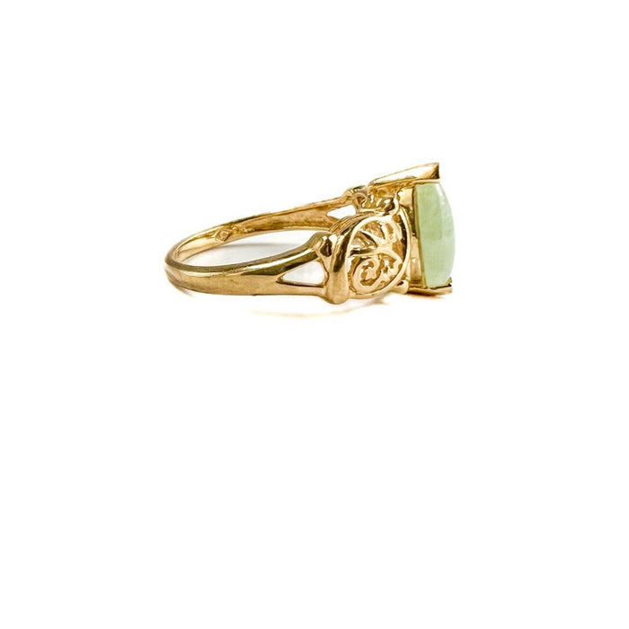 10K Yellow Gold Marquise Jade Vintage Ring