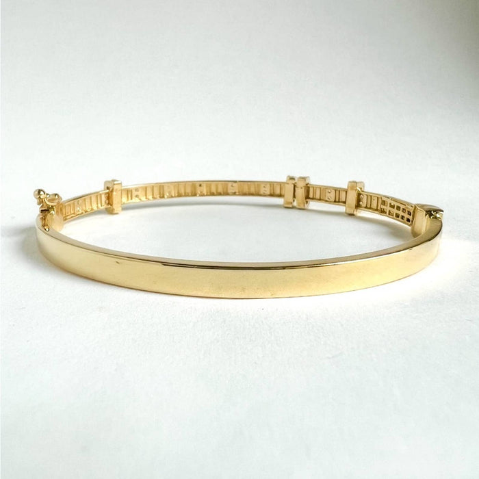 14K Solid Yellow Gold Charm Bangle