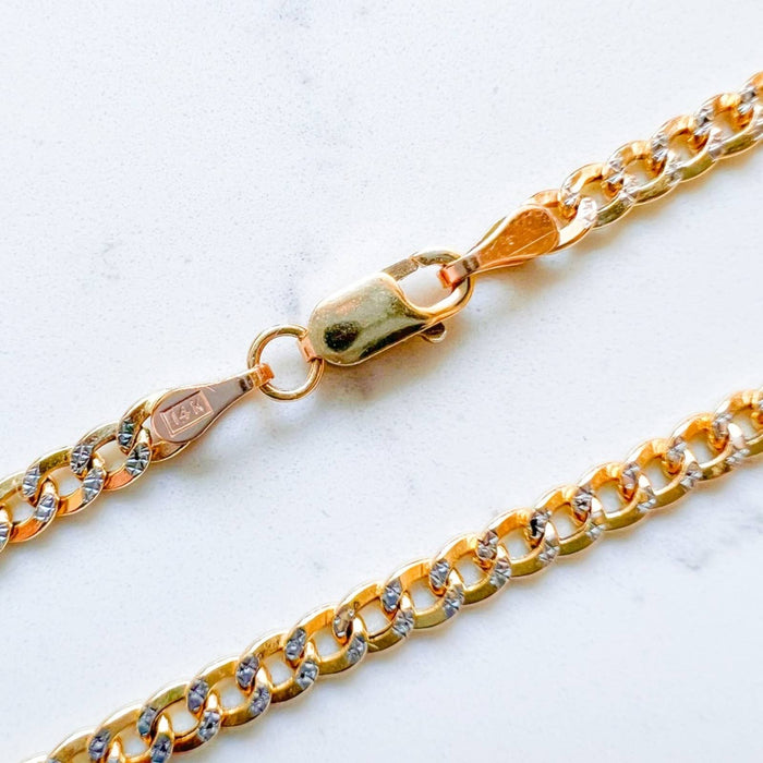 Diamond Cut Curb Link Bracelet in 14K Gold