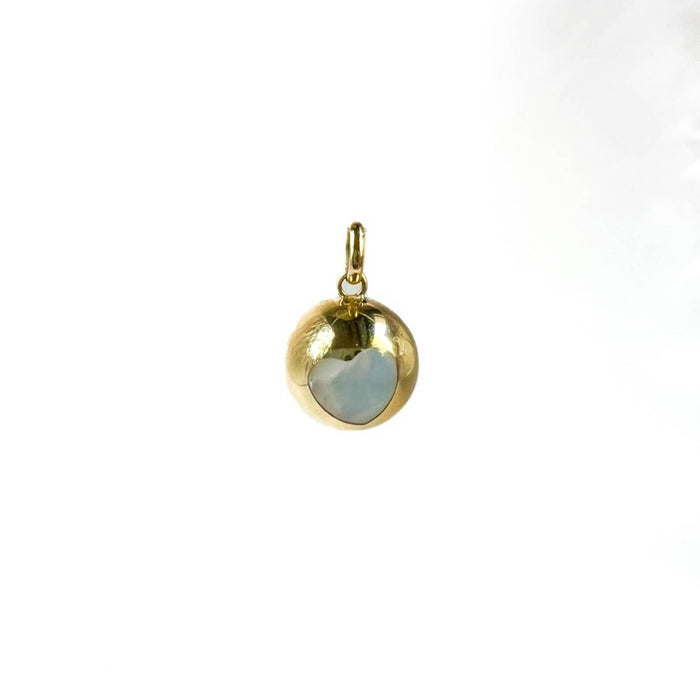 14K Yellow Gold Inlay Solid Ball Charm Pendant