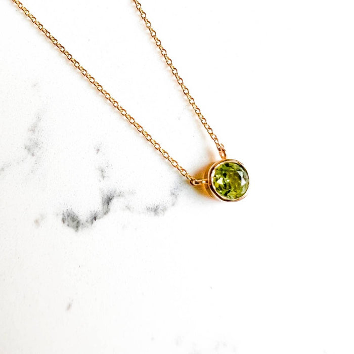 14K Yellow Gold Peridot Necklace