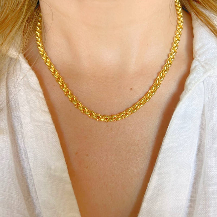 14K Solid Gold Solid Rolo Link Chain Necklace